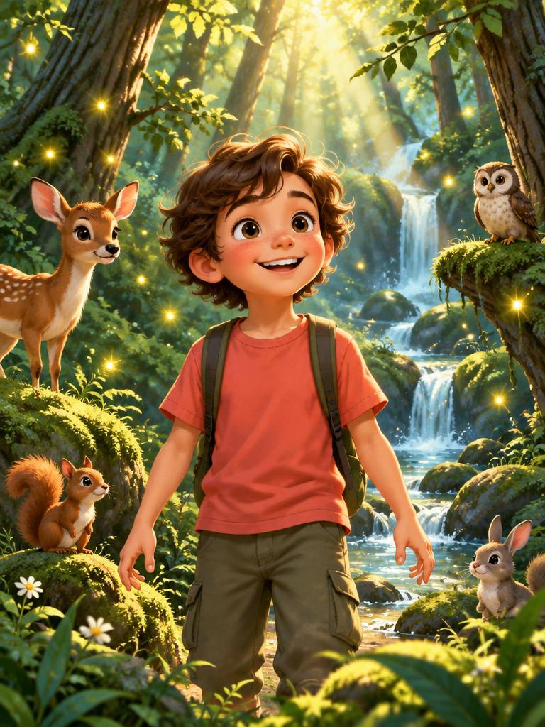 MeTale 18-page personalised storybook cover with a child in a magical forest